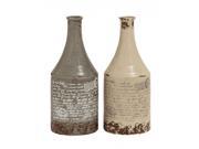 BENZARA 78664 Set of 2 Antique Themed Classy Ceramic Vases