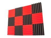 Seismic Audio SA FMDM2 Red Charcoal 6Each 12 Pack of Red Charcoal 2 Inch Studio Acoustic Foam Sheets Noise Canceling Foam Wedge Tiles