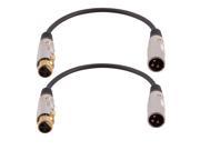 Seismic Audio SA PXLR1BK 2Pack Pair of Premium 1 Foot XLR Male to XLR Female Extension Patch Cables XLRM to XLRF Patch Mic Cords