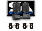 Seismic Audio Pair of 15 PA DJ Speakers 15 Floor Stage Monitors 4 Cables