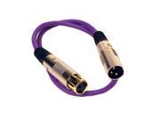 Seismic Audio SAPGX 2Purple Premium 2 Foot XLR Patch Cable Purple 2 Foot Microphone Cable Mic Cord