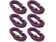 Seismic Audio SAPGX 50Purple 6Pack 6 Pack of 50 Foot Gold Plated Purple XLR Mic Microphone Patch Cable Cord Balanced