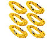 Seismic Audio SAPGX 50Yellow 6Pack 6 Pack of 50 Foot Gold Plated Yellow XLR Mic Microphone Patch Cable Cord Balanced