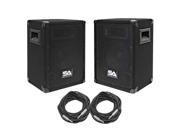 Seismic Audio SA 8 PKG33 Pair of 8 DJ Speakers with two 50 Speaker Cables 8 Inch DJ Loudspeakers Club Speakers