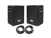 Seismic Audio SA 8 PKG31 Pair of 8 DJ Speakers with two 20 Speaker Cables 8 Inch DJ Loudspeakers Club Speakers