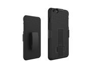 For iPhone 6 6S Black Woven Holster Clip Hard Shell with Stand Protector Case