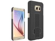 For Galaxy S7 Black Woven Holster Clip Hard Shell w Stand Cover Protector Case