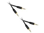 Nyrius Premium 3.5mm Auxiliary Audio Cable 3 Feet with Tangle Free Protective Shielding Step Down Connector 2 Pack