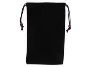 Drawstring Closure Cell Phone Coin Money Holder Pouch Sleeve Bag Black