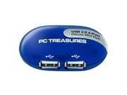 PC Treasures 7208 Mini USB 4 Port Hub Navy Blue