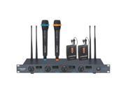 PYLE PDWM7300 Rack Mount Professional 4 Mic Wireless UHF Microphone System with 2 Lavalier and 2 Handheld Microphone