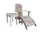 Intenational Concepts K C519 S T Set of 3 pcs Adirondack chair with footrest and side table Unfinished