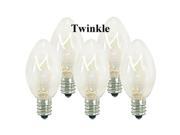 Queens of Christmas WL C7 C TW Clear Twinkling C7 E12 Base Incandescent Replacement Bulbs Pack of 25