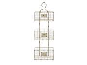 Woodland 34916 Three Tiered Metal Wire Basket Shelf with White Weathered Accent