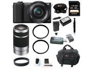 Sony a5100 Sony a5100 24MP Interchangeable Lens Camera with 16 50mm Power Zoom Lens Black and Sony DSLR SEL55210 55 210mm Nex System Zoom Lens plus 32GB Delu