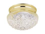 One Light Flush Mount Light Fixture Polished Brass w Clear Fted Glass Lighting
