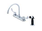 Two Handle 8 Chrome Finish Blade Style Lever Handle Kitchen Faucet With Spray
