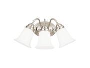 3 Light Interior Wall Fixture Brushed Nickel Finish With White Opal Glass 66497