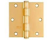 3.5 Square Door Hinge Heavy Duty Commercial Grade Steel Bright Satin Brass