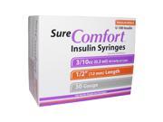 Sure Comfort Insulin Syringes 30 Gauge 3 10cc 1 2 in 100 ea