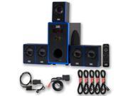 Acoustic Audio AA5102 800W 5.1 Speaker System with Bluetooth Optical Input and 5 Extension Cables AA5102BD 5