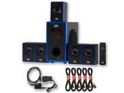 Acoustic Audio AA5102 800W 5.1 Home Theater Speaker System Optical Input 5 Extension Cables AA5102D 5