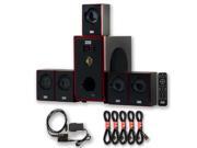 Acoustic Audio AA5103 800W 5.1 Home Theater Speaker System Optical Input 5 Extension Cables AA5103D 5