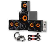 Acoustic Audio AA5170 Home 5.1 Bluetooth Speaker System with Optical Input and 2 Extension Cables