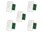Acoustic Audio AAVCSW Home White Slide Speaker Volume Controls Wall Mount 5 Piece Set AAVCSW 5S