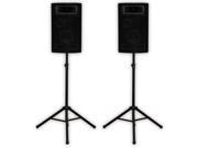 Acoustic Audio PA 500X Passive 800 Watt 3 Way Speaker Pair DJ PA Speakers and Stands PA 500X PK2