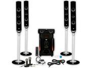 Acoustic Audio AAT1000 Tower 5.1 Speakers with USB Bluetooth Optical Input 2 Mics and 2 Extension Cables