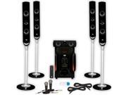 Acoustic Audio AAT1000 Tower 5.1 Speaker System with USB Bluetooth 2 Mics and 2 Extension Cables
