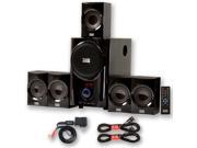 Acoustic Audio AA5160 Home Theater 5.1 Speaker System with Bluetooth FM Tuner and 2 Extension Cables