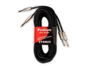 Podium Pro 2TSM25 Set of Two 25 Pro Audio Instrument Cables 1 4 Jack to 1 4 Jack