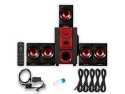 Theater Solutions TS521 Home 5.1 Speaker System with USB Bluetooth Optical Input and 5 Ext. Cables