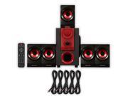 Theater Solutions TS521 Home Theater 5.1 Speaker System Powered and 5 Extension Cables