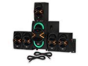 Acoustic Audio AA5210 Home Theater 5.1 Speaker System with Bluetooth LED Lights FM and 2 Extension Cables