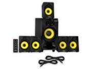 Theater Solutions TS518 Bluetooth Home Theater 5.1 Speaker System with FM Tuner and 2 Extension Cables