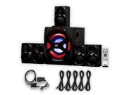 Acoustic Audio AA6101 Home Theater 5.1 Speaker System with Bluetooth FM Optical Input and 5 Extension Cables