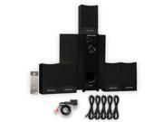 Theater Solutions TS511 Home Theater 5.1 Powered Speaker System with Bluetooth and 5 Extension Cables