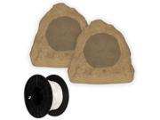Theater Solutions 2R6S Outdoor Sandstone 6.5 Rock 2 Speaker Set with Wire for Yard Pool Spa Garden