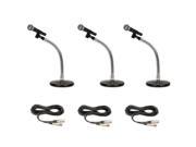 Podium Pro 3 PP58 Dynamic Microphones Cables with Tabletop Gooseneck Stands and Clamp Clips PMS3MC1 3S