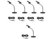 Podium Pro 5 PP58 Dynamic Microphones Cables with Tabletop Gooseneck Stands and Clamp Clips PMS3MC1 5S