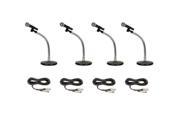Podium Pro 4 PP58 Dynamic Microphones Cables with Tabletop Gooseneck Stands and Clamp Clips PMS3MC1 4S