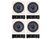 Blue Octave LW10 In Wall 10 Passive Subwoofer Speakers Home Theater 4 Sub and 4 Amp Set