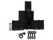 Theater Solutions TS511 Home Theater 5.1 Powered Speaker System with Bluetooth and 4 Extension Cables
