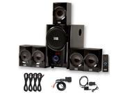 Acoustic Audio AA5160 Home 5.1 Speaker System with Bluetooth Optical Input FM and 4 Extension Cables
