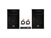 Acoustic Audio DR12 PA Speaker Set 12 Passive Speakers Amplifier and Cables for 2 Way DJ Karaoke Band