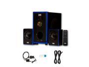 Acoustic Audio AA2102 Home 2.1 Speaker System with USB Bluetooth Optical Input and 2 Ext. Cables