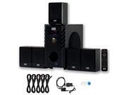 Acoustic Audio AA5104 Home 5.1 Speaker System with USB Bluetooth Optical Input and 5 Ext. Cables